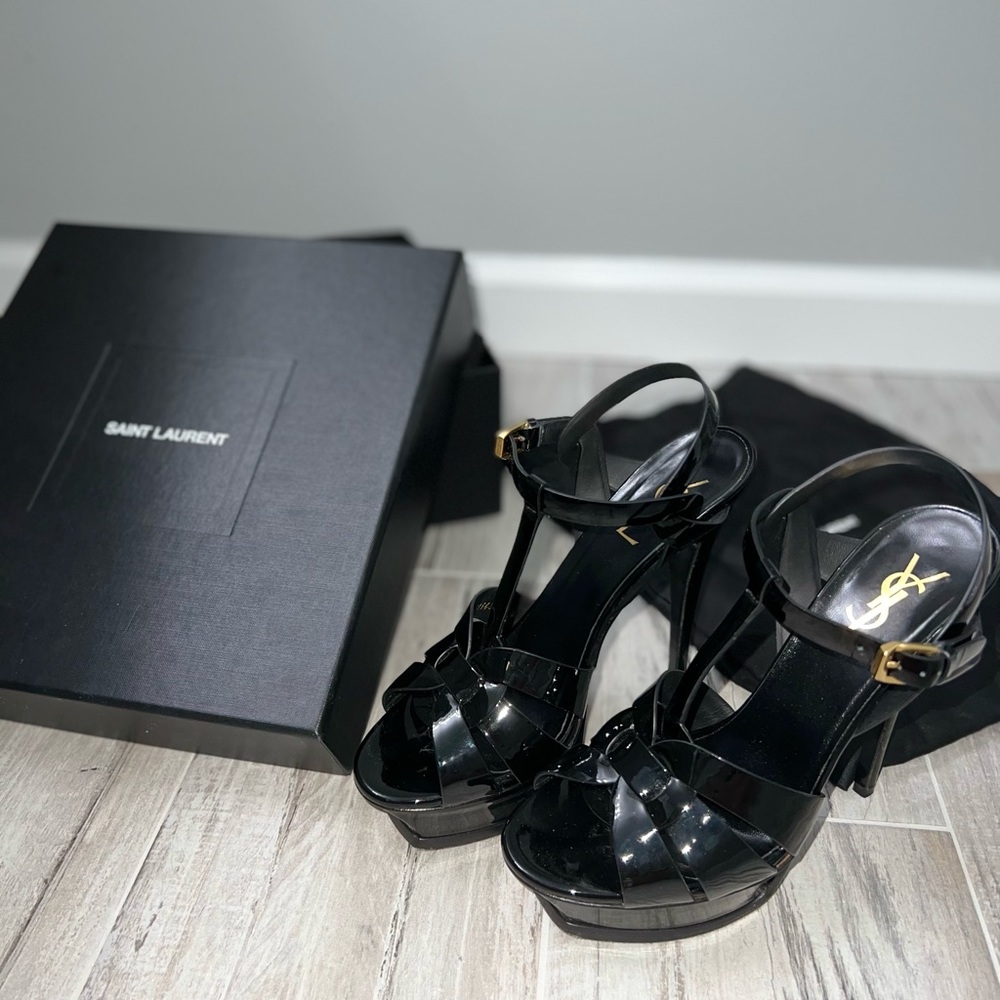 100% Authentic Saint Laurent Tribute Platform Sandals